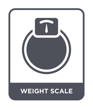 modaya uygun bir tasarım tarzı ağırlık ölçek simgesi. Ağırlık ölçek simgesi beyaz arka plan üzerinde izole. Ağırlık ölçek vektör simgesi basit ve modern düz sembolü.