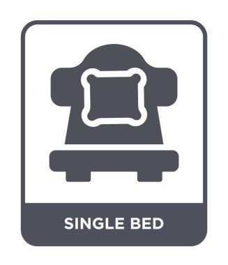 Tek Kişilik Yatak simgesi modaya uygun bir tasarım tarzı. Tek Kişilik Yatak simgesi beyaz arka plan üzerinde izole. Tek Kişilik Yatak vektör simgesi basit ve modern düz sembolü.