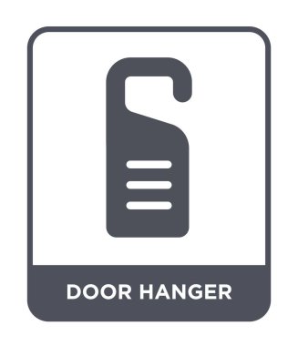 Kapı askı simgesi modaya uygun bir tasarım tarzı. Beyaz arka plan üzerinde izole kapı askı simgesi. Kapı askı vektör simgesi basit ve modern düz sembolü.