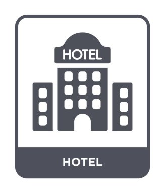 Hotel Icon modaya uygun bir tasarım tarzı. hotel Icon beyaz arka plan üzerinde izole. Otel vektör simgesi basit ve modern düz simgesi web sitesi, mobil, logo, app, UI. Otel simge vektör çizim, Eps10.