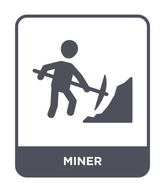 modaya uygun bir tasarım tarzı madenci simgesi. Beyaz arka plan üzerinde izole madenci simgesi. madenci vektör simgesi basit ve modern düz simgesi web sitesi, mobil, logo, app, UI. madenci simge vektör çizim, Eps10.