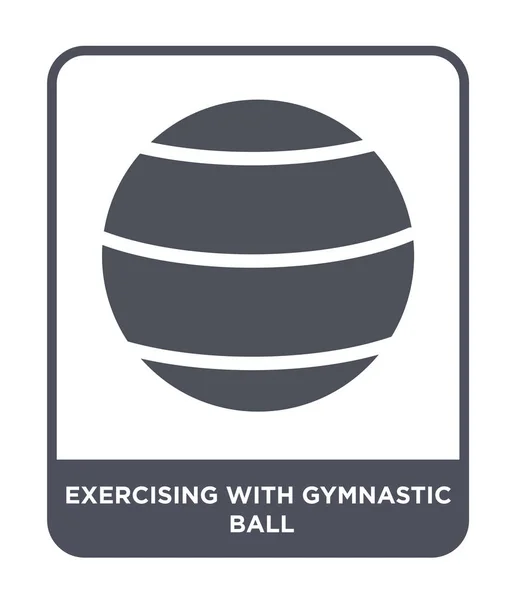 exercising with gymnastic ball icon in trendy design style. exercising with gymnastic ball icon isolated on white background. exercising with gymnastic ball vector icon simple and modern flat symbol.