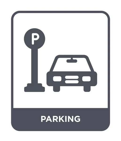 Parkolás Ikon Trendi Design Stílusban Parkolás Elszigetelt Fehér Background Ikonra — Stock Vector
