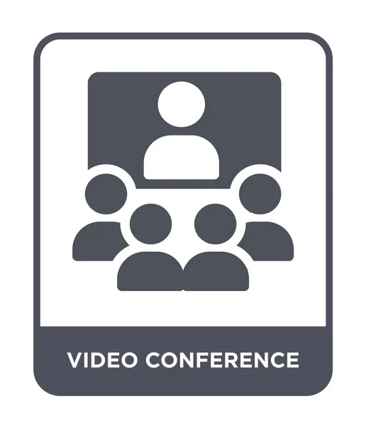 Icono Videoconferencia Estilo Diseño Moda Icono Videoconferencia Aislado Sobre Fondo — Archivo Imágenes Vectoriales