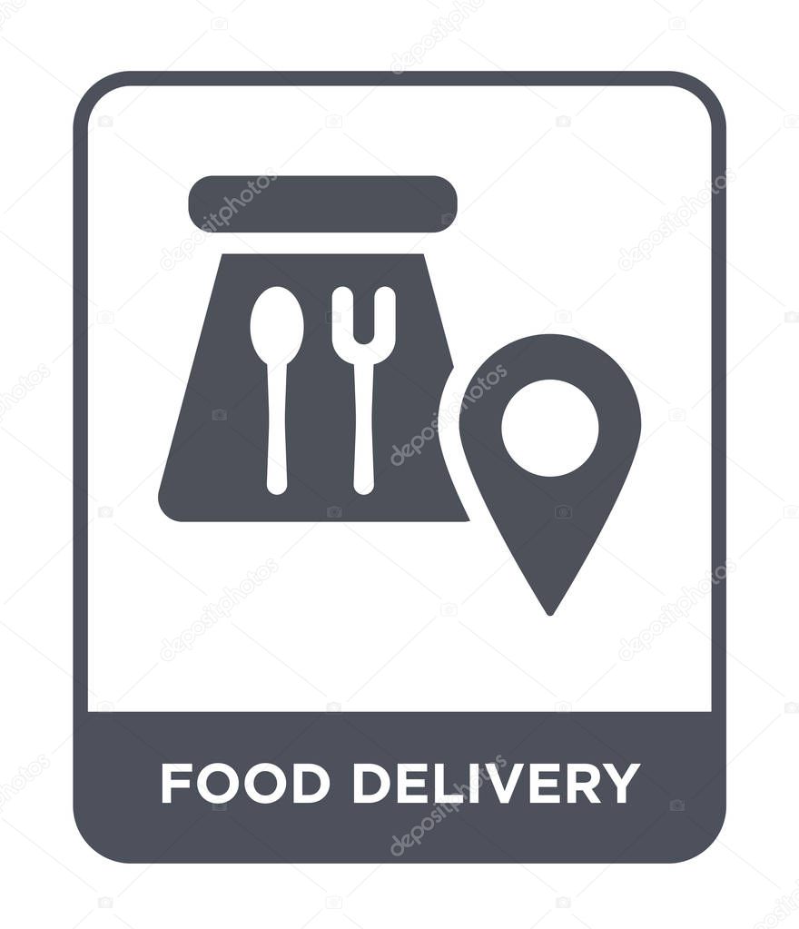 food delivery icon in trendy design style. food delivery icon isolated on white background. food delivery vector icon simple and modern flat symbol.