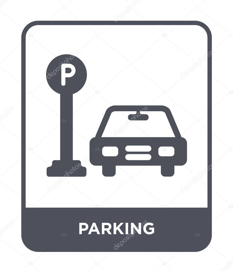 Parking icon in trendy design style. parking icon isolated on white background. parking vector icon simple and modern flat symbol.