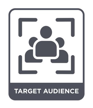 Hedef izleyici simgesi modaya uygun bir tasarım tarzı. Hedef izleyici simgesi beyaz arka plan üzerinde izole. hedef kitleye vektör simgesi basit ve modern düz sembolü.