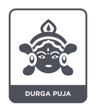 Durga puja simgesi modaya uygun bir tasarım tarzı. durga puja simgesi beyaz arka plan üzerinde izole. Durga puja vektör simgesi basit ve modern düz sembolü.