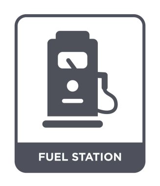 yakıt istasyonu simgesi modaya uygun bir tasarım tarzı. yakıt istasyonu simgesi beyaz arka plan üzerinde izole. yakıt istasyonu vektör simgesi basit ve modern düz sembolü.