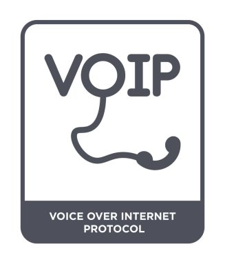 Ses Internet Protokolü simgesini modaya uygun bir tasarım tarzı yere. Ses Internet Protokolü simgesi beyaz arka plan üzerinde izole yere. Internet iletişim kuralı vektör simgesi basit ve modern düz sembol üzerinden ses.