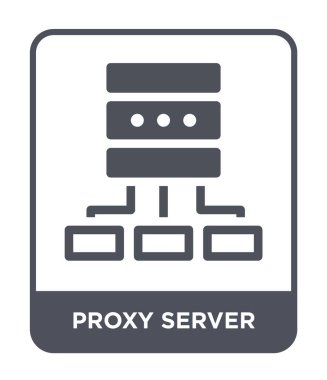 proxy sunucu simgesi modaya uygun bir tasarım tarzı. proxy sunucu simgesi beyaz arka plan üzerinde izole. proxy sunucusu vektör simgesi basit ve modern düz simgesi.