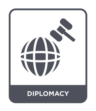 modaya uygun bir tasarım tarzı diplomasi simgesi. Beyaz arka plan üzerinde izole diplomasi simgesi. Diplomasi vektör simgesi basit ve modern düz sembolü.