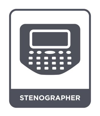 modaya uygun bir tasarım tarzı stenograf simgesi. Beyaz arka plan üzerinde izole stenograf simgesi. Stenograf vektör simgesi basit ve modern düz sembolü.