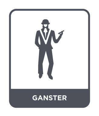 modaya uygun bir tasarım tarzı ganster simgesi. Beyaz arka plan üzerinde izole ganster simgesi. Ganster vektör simgesi basit ve modern düz sembolü.