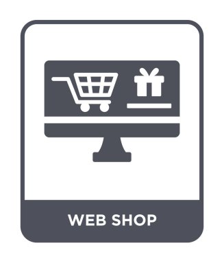 modaya uygun bir tasarım tarzı web dükkanı simgesi. web dükkanı simgesi beyaz arka plan üzerinde izole. Web dükkanı vektör simgesi basit ve modern düz sembolü.