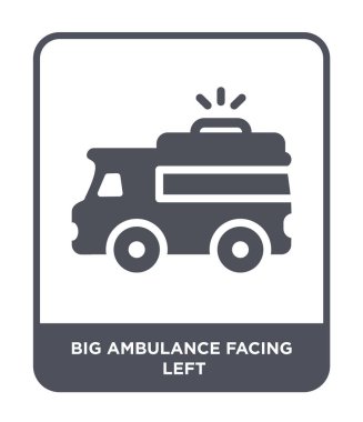 büyük ambulans modaya uygun bir tasarım tarzı sol simgesi karşı karşıya. büyük ambulans sol simgesi beyaz arka plan üzerinde izole karşı karşıya. büyük ambulans bakan vektör simgesi basit ve modern düz sembolü yaptı.
