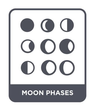 Moon aşama simgesi modaya uygun bir tasarım tarzı. moon aşama simgesi beyaz arka plan üzerinde izole. vektör simgesi basit ve modern düz sembolü Moon aşama.