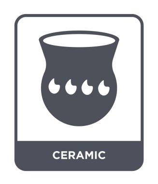 Seramik simgesi modaya uygun bir tasarım tarzı. Seramik simgesi beyaz arka plan üzerinde izole. Seramik vektör simgesi basit ve modern düz sembolü.