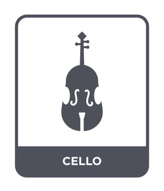 Çello simgesi modaya uygun bir tasarım tarzı. Çello simgesi beyaz arka plan üzerinde izole. Çello vektör simgesi basit ve modern düz simgesi web sitesi, mobil, logo, app, UI. Çello simge vektör çizim, Eps10.
