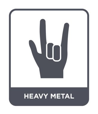modaya uygun bir tasarım tarzı heavy metal simgesi. Beyaz arka plan üzerinde izole heavy metal simgesi. Heavy metal vektör simgesi basit ve modern düz sembolü.