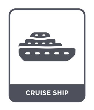 modaya uygun bir tasarım tarzı simgesinde gemi cruise. cruise gemi simgesi beyaz arka plan üzerinde izole. Cruise gemi vektör simgesi basit ve modern düz sembolü.
