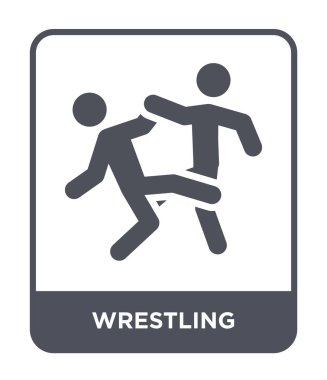 modaya uygun bir tasarım tarzı güreş simgesi. Beyaz arka plan üzerinde izole simgesi güreş. vektör simgesi basit ve modern düz sembolü güreş.