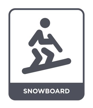 modaya uygun bir tasarım tarzı snowboard simgesi. Beyaz arka plan üzerinde izole snowboard simgesi. snowboard vektör simgesi basit ve modern düz sembolü.