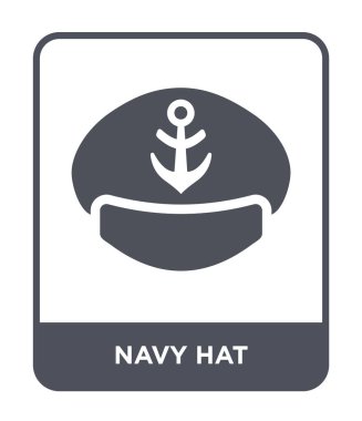 Donanma şapka simgesi modaya uygun bir tasarım tarzı. Donanma şapka simgesi beyaz arka plan üzerinde izole. Donanma şapka vektör simgesi basit ve modern düz sembolü.