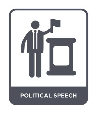 siyasi konuşma simgesini modaya uygun bir tasarım tarzı. Beyaz arka plan üzerinde izole siyasi konuşma simgesini. siyasi konuşma vektör simgesi basit ve modern düz sembolü.
