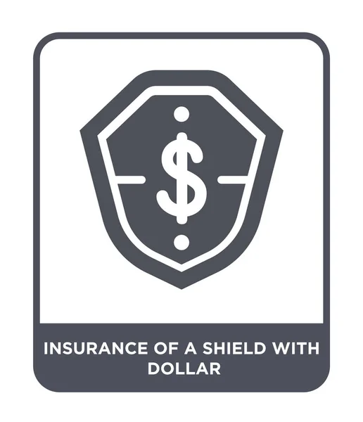 Assurance Bouclier Avec Icône Dollar Dans Style Design Mode Assurance — Image vectorielle