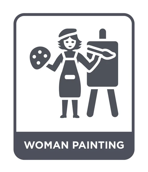 Ícone Pintura Mulher Estilo Design Moderno Ícone Pintura Mulher Isolado — Vetor de Stock