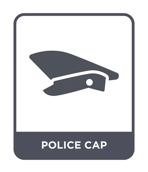 Policji Cap Znajdującą Się Modny Styl Policji Cap Ikona Białym — Wektor stockowy