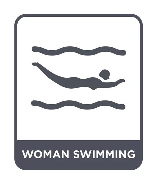 Mujer Icono Natación Estilo Diseño Moda Mujer Nadando Icono Aislado — Archivo Imágenes Vectoriales