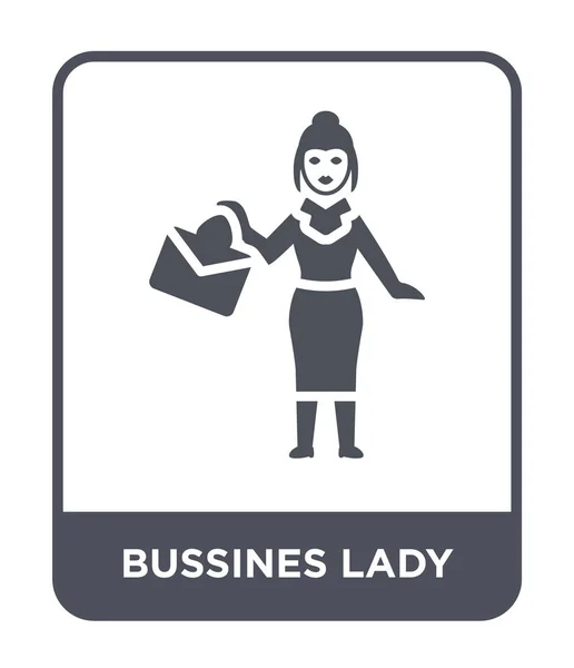 Bussines Lady Ikone Trendigen Design Stil Bussines Dame Symbol Isoliert — Stockvektor