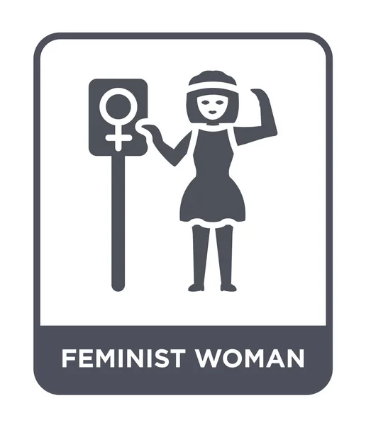 Mujer Feminista Icono Estilo Diseño Moda Mujer Feminista Icono Aislado — Vector de stock