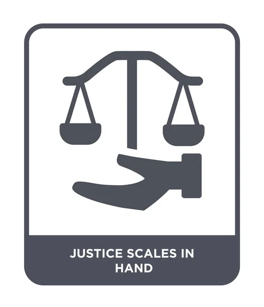 Justiça Balança Ícone Mão Estilo Design Moderno Justiça Escalas Mão — Vetor de Stock