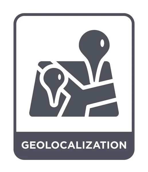 Icono Geolocalización Estilo Diseño Moda Icono Geolocalización Aislado Sobre Fondo — Vector de stock