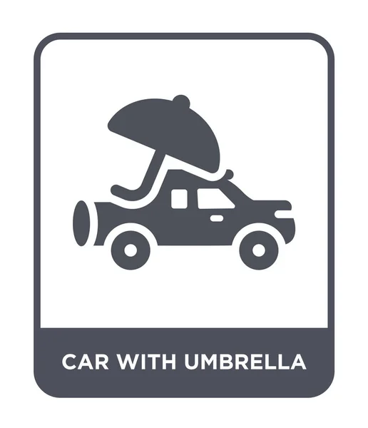 Voiture Avec Icône Parapluie Dans Style Design Tendance Voiture Avec — Image vectorielle