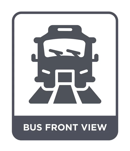 トレンディなデザイン スタイルのバス前面表示アイコン バス正面のアイコンが白い背景で隔離 バス正面ベクトル アイコン シンプルでモダンなフラットの記号 — ストックベクタ