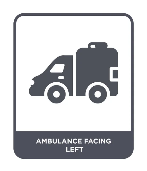 救急車は トレンディなデザイン スタイルの左アイコンを直面しています 救急車は 左のアイコンが白い背景上に孤立に直面しています 左のベクトル アイコン シンプルでモダンなフラット記号を直面している救急車 — ストックベクタ