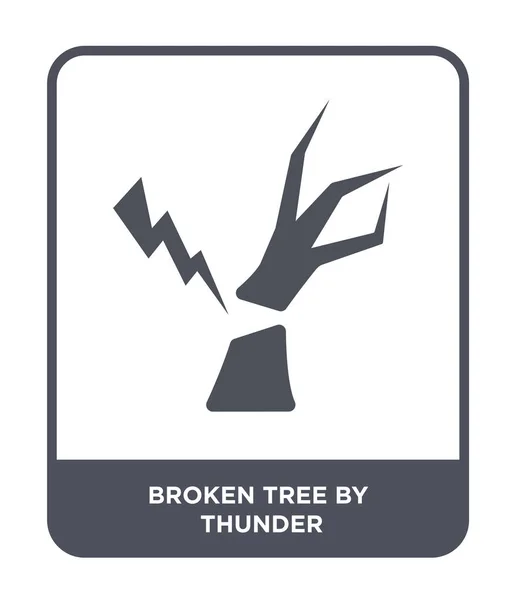 打破了树的雷声图标在时尚的设计风格 破碎的树由雷声图标隔离在白色背景 破碎的树由雷声矢量图标简单和现代平面符号 — 图库矢量图片
