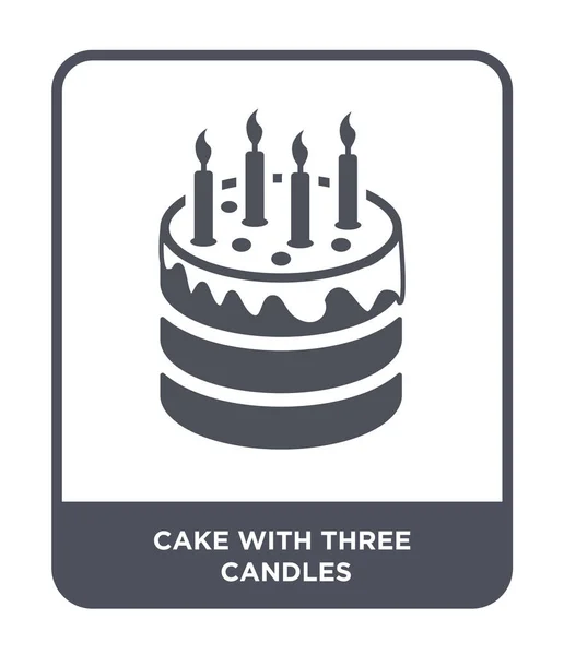Gâteau Avec Trois Bougies Icône Dans Style Design Mode Gâteau — Image vectorielle