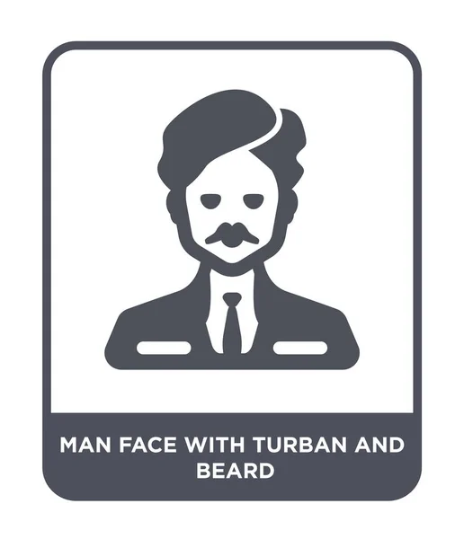 Hombre Cara Con Turbante Barba Icono Estilo Diseño Moda Cara — Vector de stock