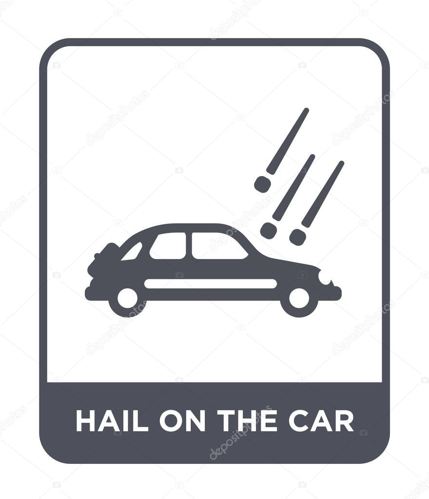 Hail on the car icon in trendy design style. hail on the car icon isolated on white background. hail on the car vector icon simple and modern flat symbol.