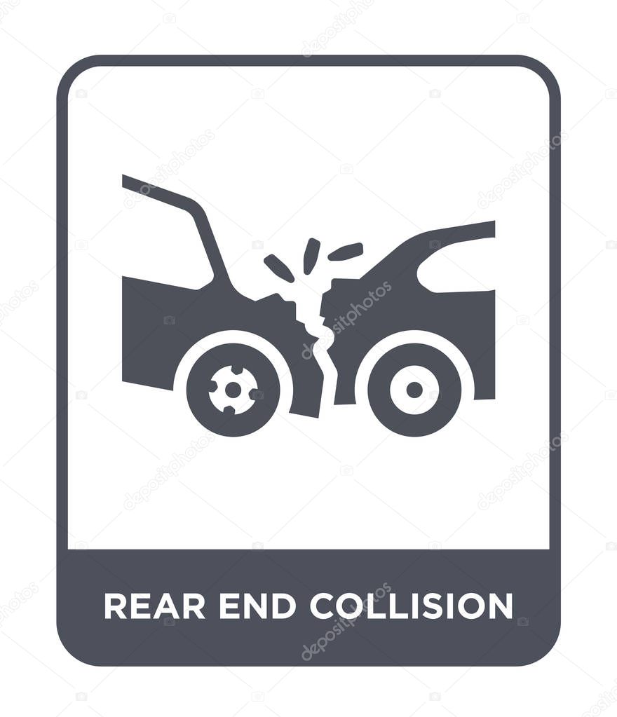 Rear end collision icon in trendy design style. rear end collision icon isolated on white background. rear end collision vector icon simple and modern flat symbol.