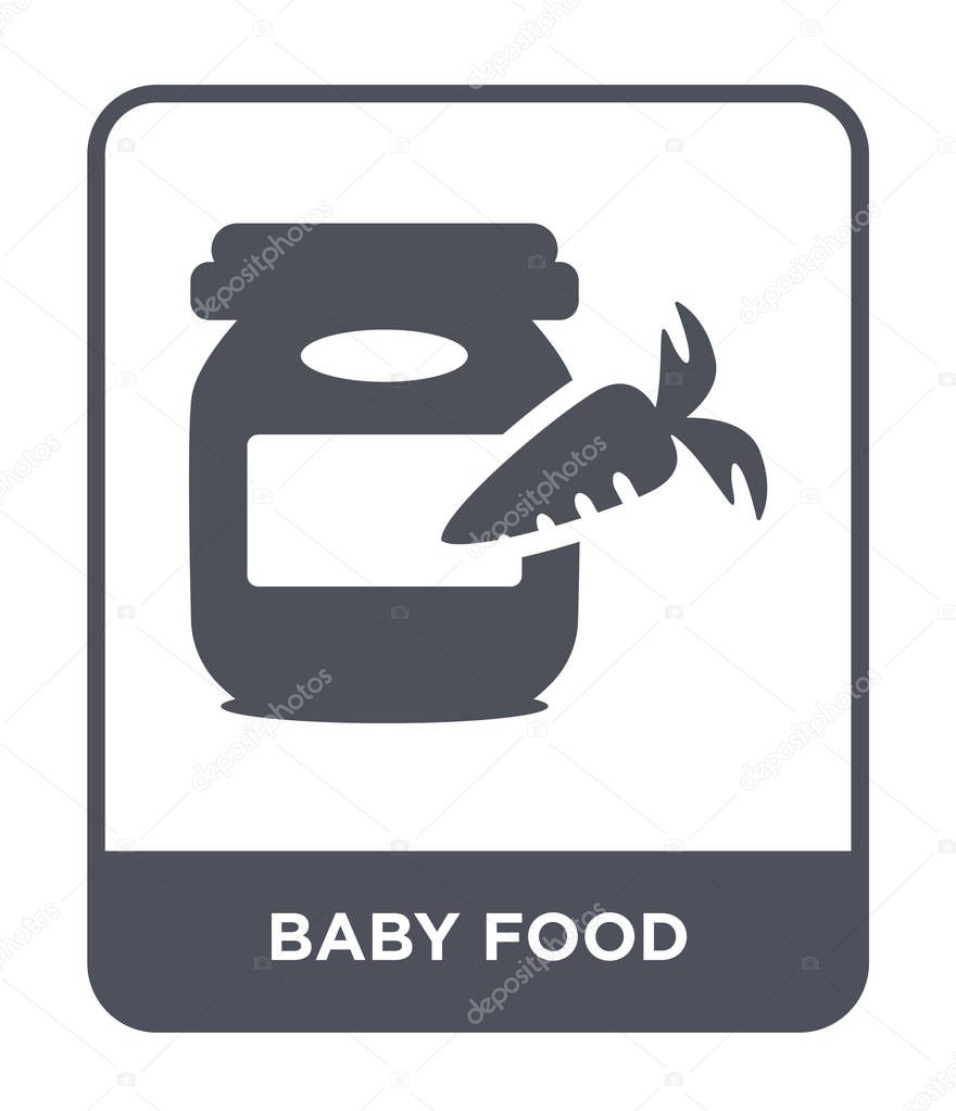 Baby food icon in trendy design style. baby food icon isolated on white background. baby food vector icon simple and modern flat symbol.