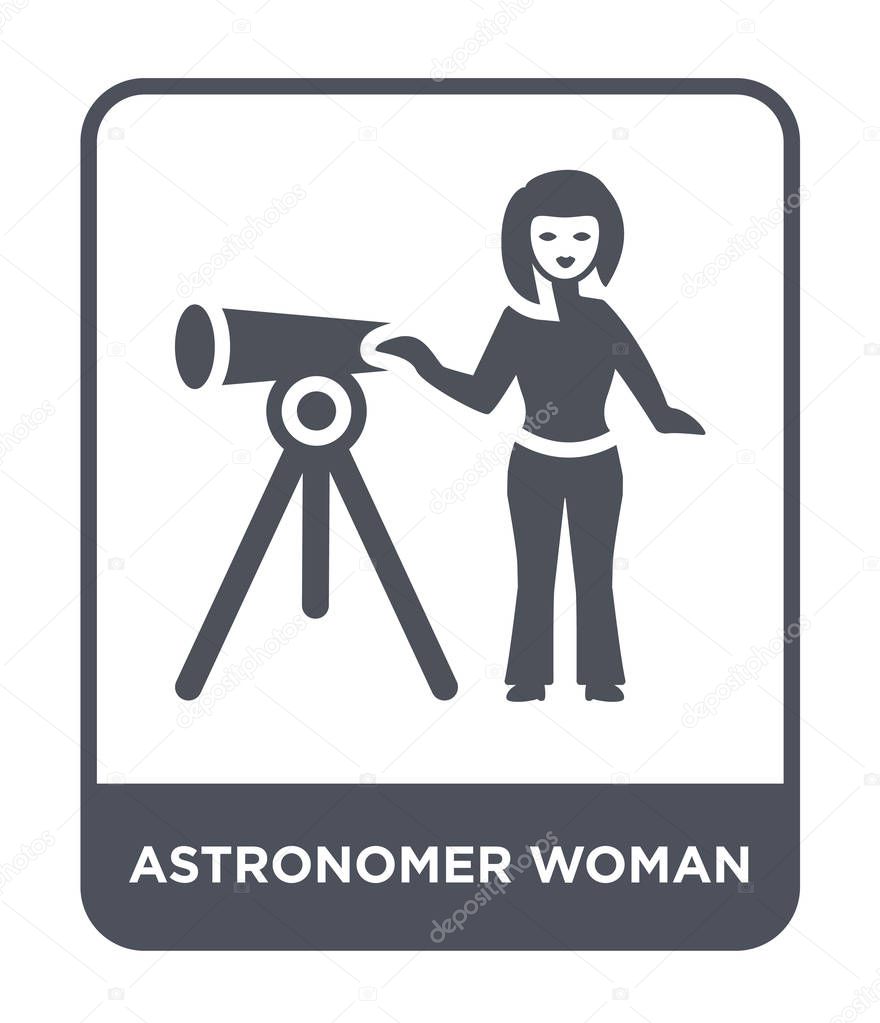 astronomer woman icon in trendy design style. astronomer woman icon isolated on white background. astronomer woman vector icon simple and modern flat symbol.