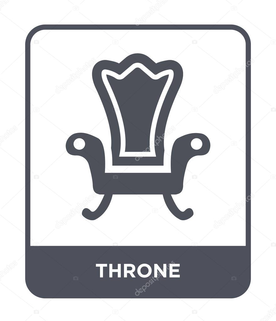 Throne icon in trendy design style. throne icon isolated on white background. throne vector icon simple and modern flat symbol.