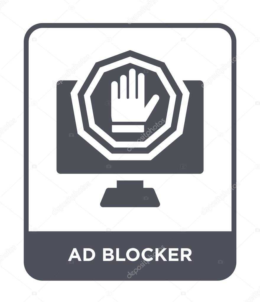 Ad blocker icon in trendy design style. ad blocker icon isolated on white background. ad blocker vector icon simple and modern flat symbol.