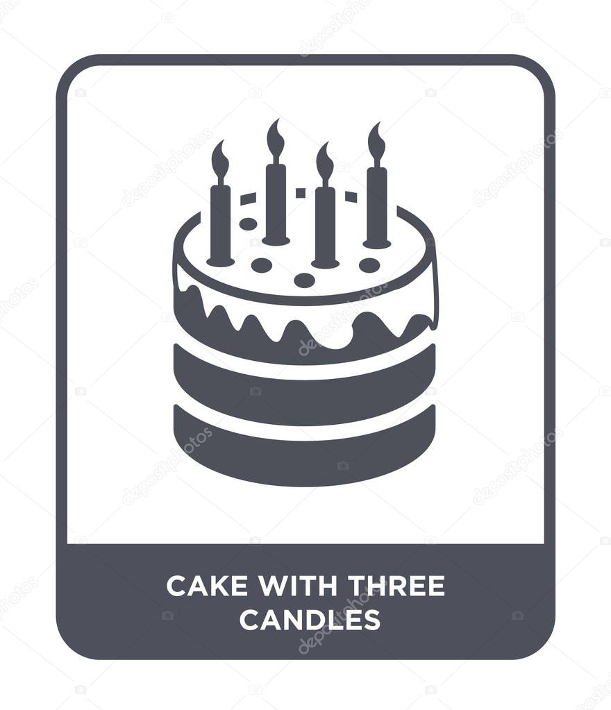 cake with three candles icon in trendy design style. cake with three candles icon isolated on white background. cake with three candles vector icon simple and modern flat symbol.